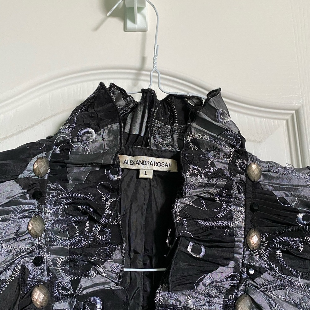 Satin embroidered lined blouse